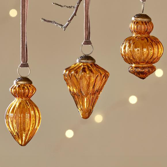 Nkuku Manipur Baubles - Amber (set of 3)