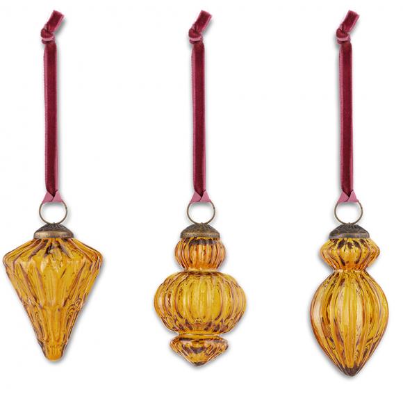 Nkuku Manipur Baubles - Amber (set of 3)