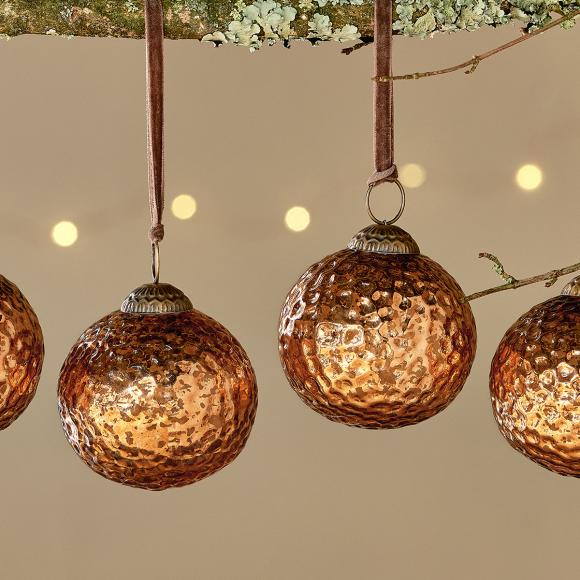 Nkuku Narangi Baubles - Copper (set of 4)