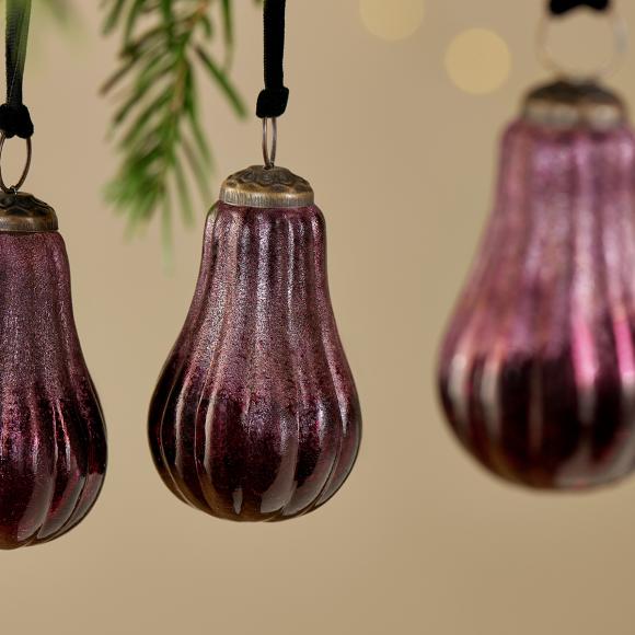 Nkuku Pannee Drop Baubles - Ruby (set of 4)