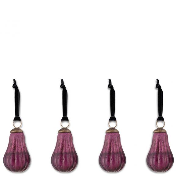 Nkuku Pannee Drop Baubles - Ruby (set of 4)