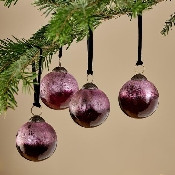 Nkuku Pannee Round Baubles - Ruby (set of 4)