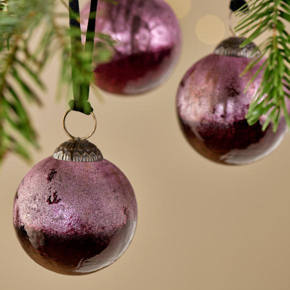 Nkuku Pannee Round Baubles - Ruby (set of 4)