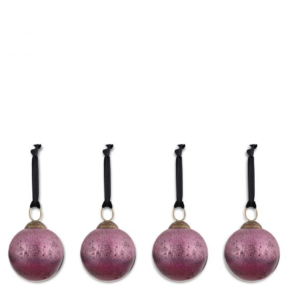 Nkuku Pannee Round Baubles - Ruby (set of 4)