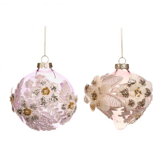 Goodwill Glass & Fabric 3D Flower Ball / Onion Ornament