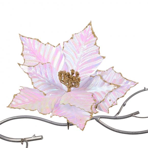 Goodwill Fabric Metallic Poinsettia on Clip