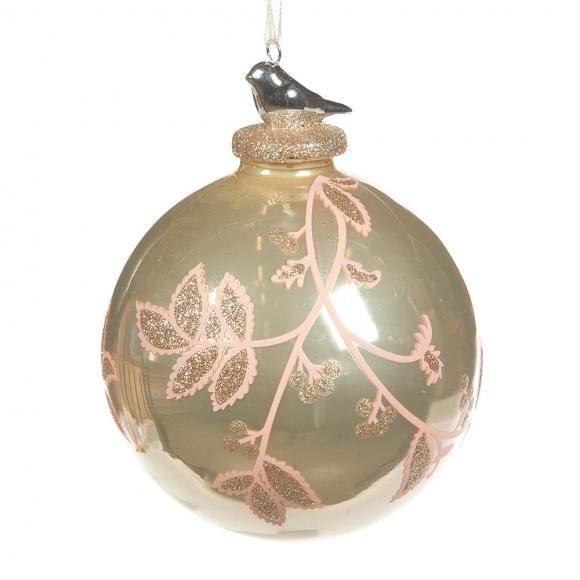 Goodwill Glass Porcelain Floral Bird Ball Ornament