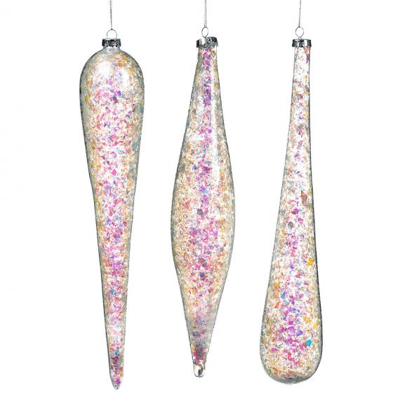 Goodwill Glass Iridescent Foil inside Drop / Icicle Ornament