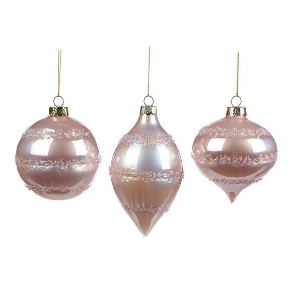 Goodwill Glass Iridescent Text Rings Ball / Finial Ornament