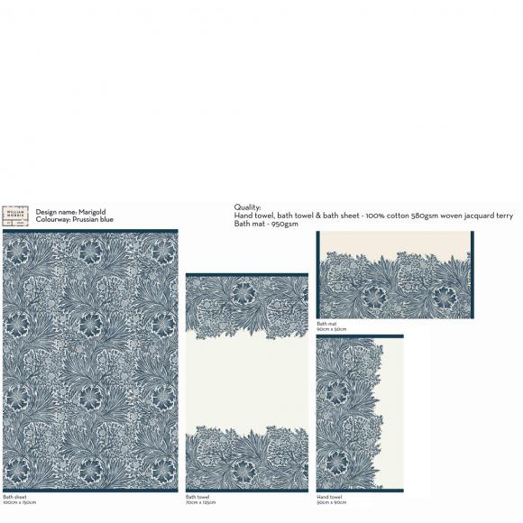 William Morris At Home Marigold Towel Prussian Blue