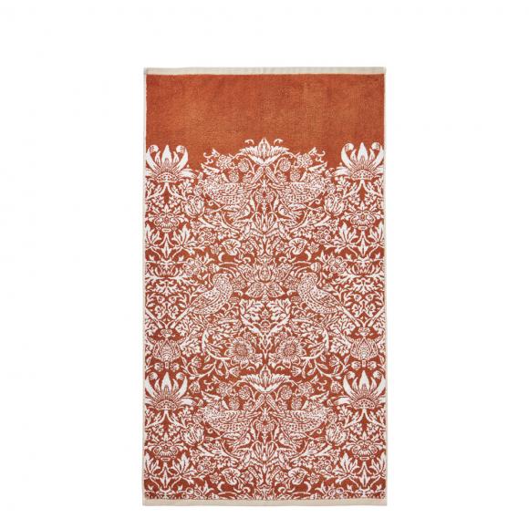 William Morris At Home Strawberry Thief Towel Linen-Rust