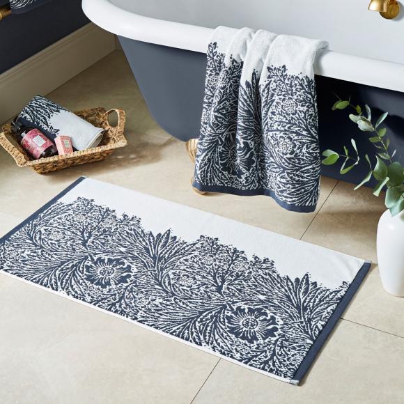William Morris At Home Marigold Bath Mat Prussian Blue