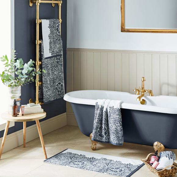 William Morris At Home Marigold Bath Mat Prussian Blue