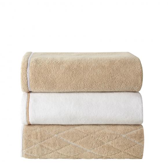 Yves Delorme Couture Duetto Towel Lin / Blanc