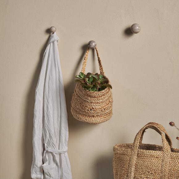 Nkuku Paladi Marble & Iron Round Grey Hook 