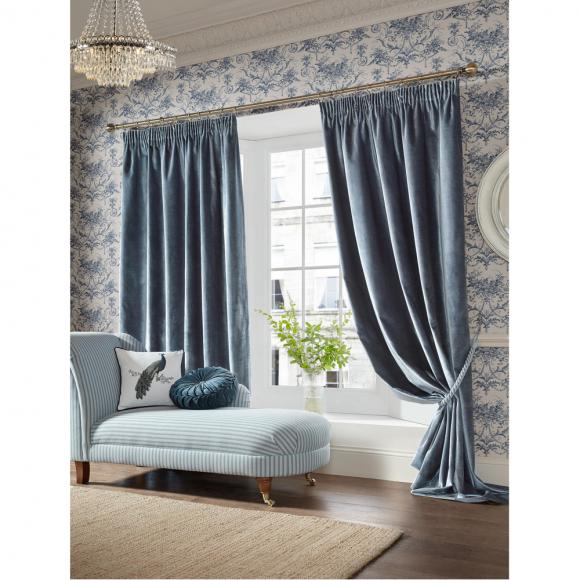 Laura Ashley Loretta Dark Seaspray Lined Curtains