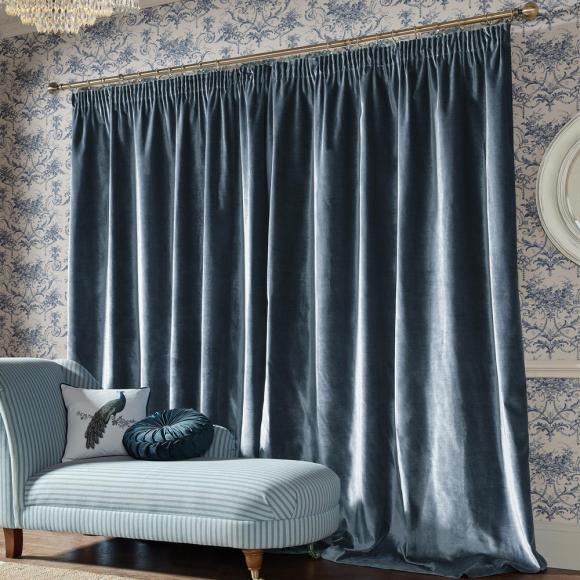 Laura Ashley Loretta Dark Seaspray Lined Curtains
