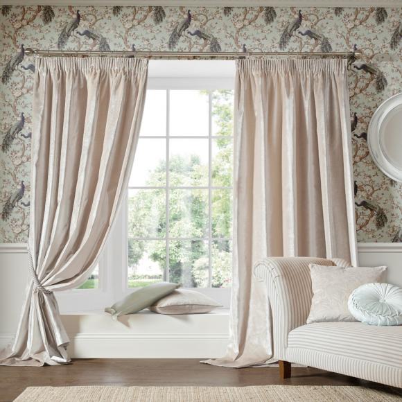 Laura Ashley Loretta Pale Truffle Lined Curtains