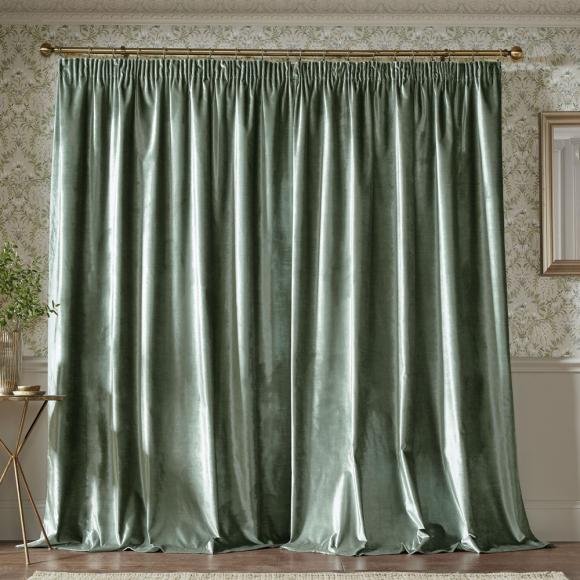 Laura Ashley Loretta Sage Green Lined Curtains