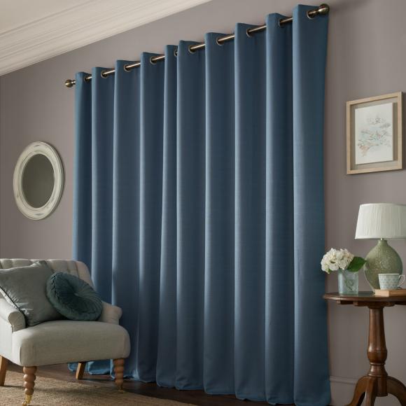 Laura Ashley Stephanie Dark Seaspray Eyelet Curtains
