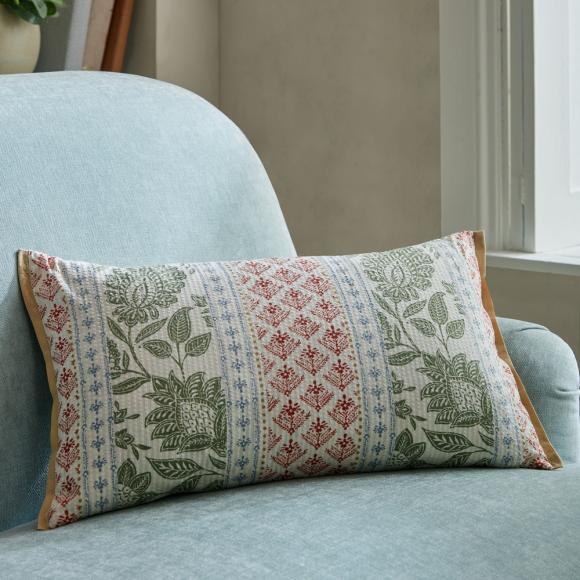 Laura Ashley Hedingham Stripe Cushion Hedgerow Green