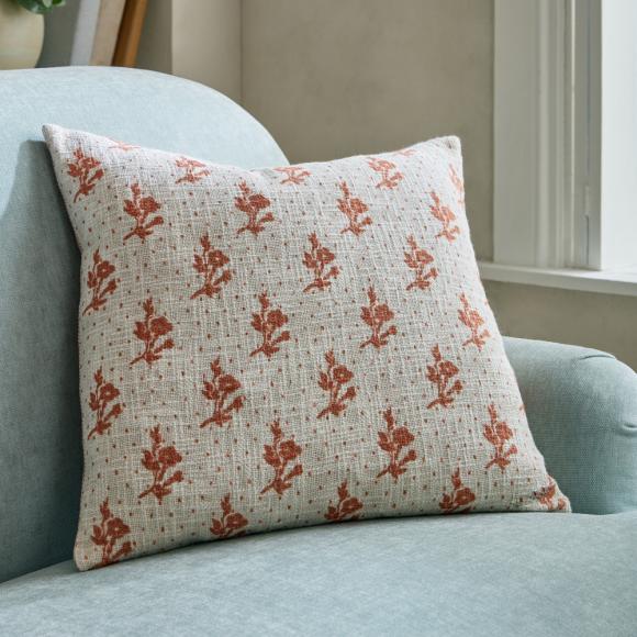 Laura Ashley Mountjoy Sprig Cushion Terracotta Orange