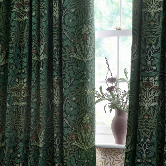 The Original Morris & Co Acorn Multi Floral Jacquard Thyme / Forest Curtains