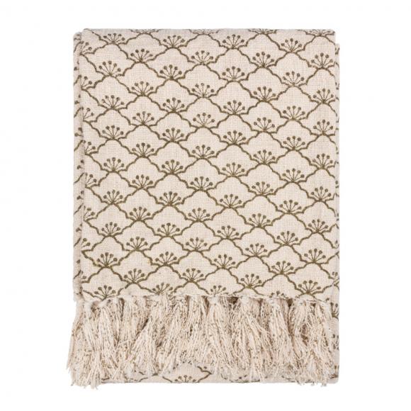 Yard Saku Printed Throw Olive