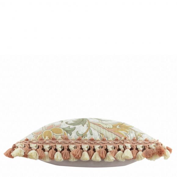 The Original Morris & Co Cray Tasselled Velvet Cushion Stone / Clay