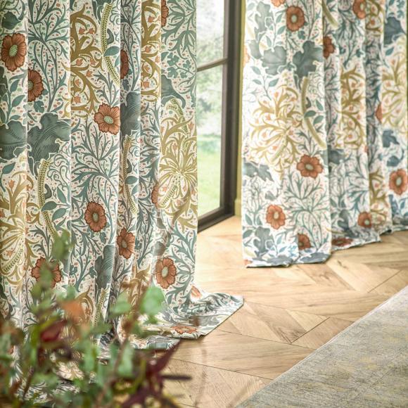 The Original Morris & Co Seaweed Curtains Stone / Sunflower