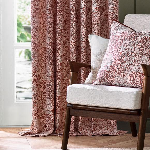 The Original Morris & Co Marigold Floral Jacquard Curtains Russet