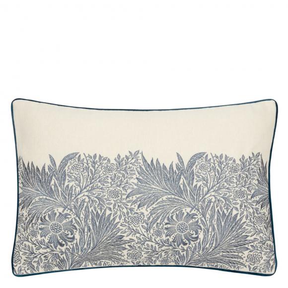 The Original Morris & Co Marigold Embroidered Cushion Indigo