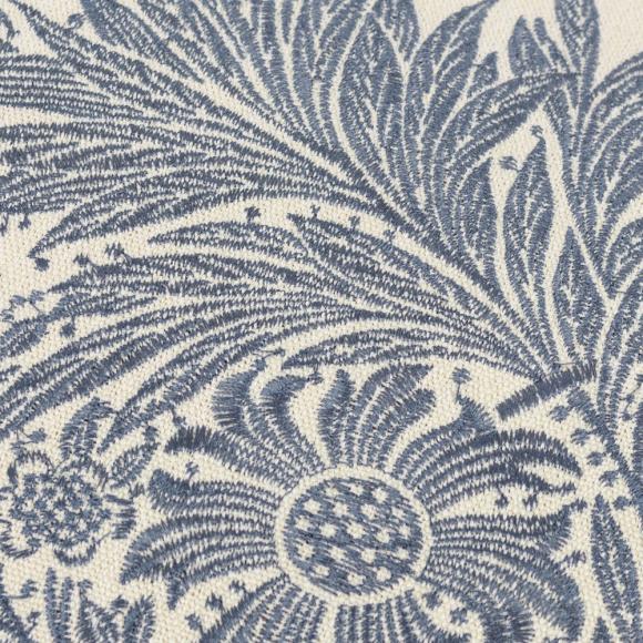 The Original Morris & Co Marigold Embroidered Cushion Indigo