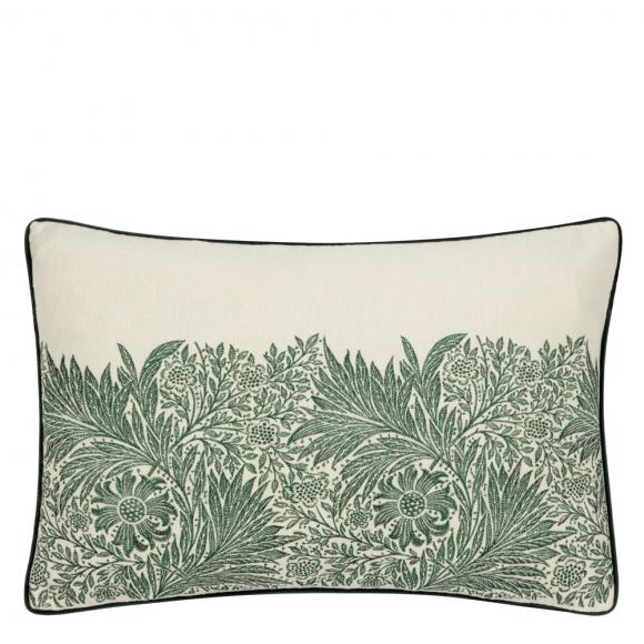 The Original Morris & Co Marigold Embroidered Cushion Leaf Green