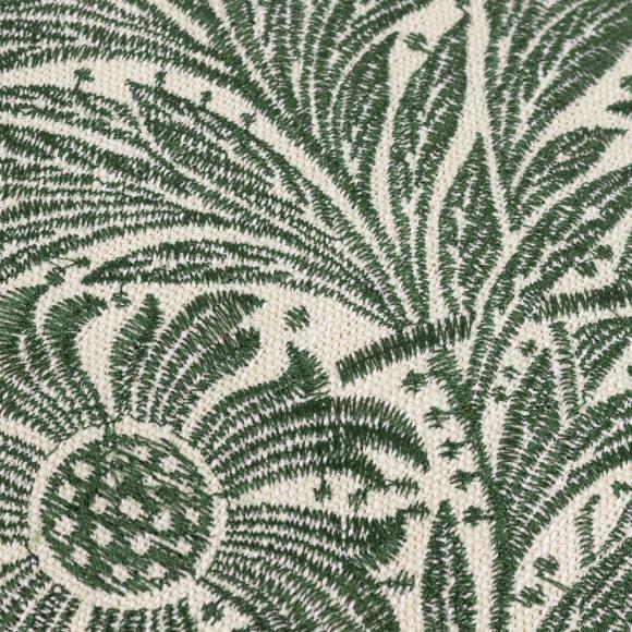 The Original Morris & Co Marigold Embroidered Cushion Leaf Green