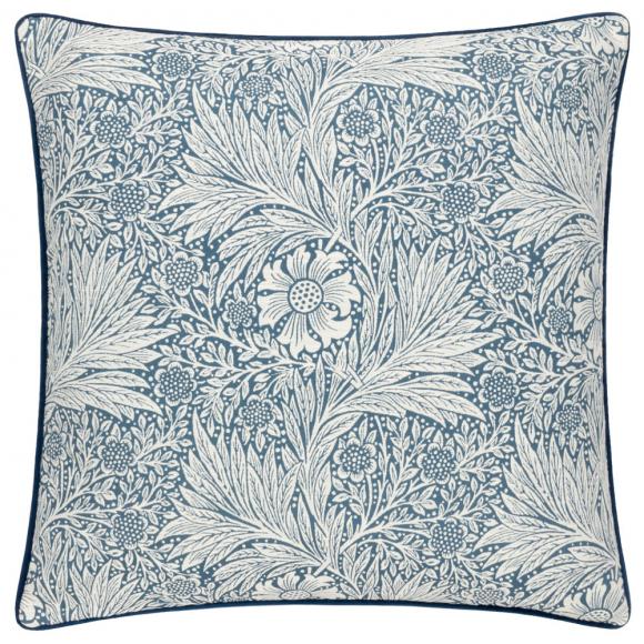 The Original Morris & Co Marigold Piped Jacquard Cushion Indigo