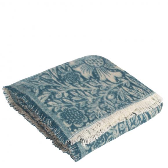 The Original Morris & Co Marigold Jacquard Throw Indigo