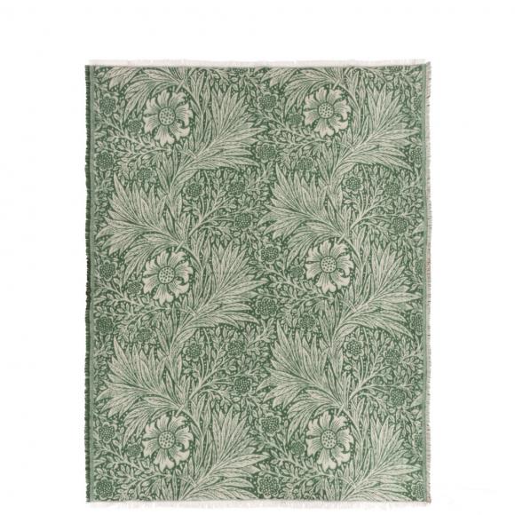 The Original Morris & Co Marigold Jacquard Throw Leaf Green
