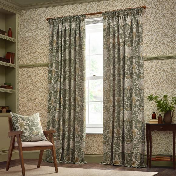 The Original Morris & Co Snakeshead Jacquard Chenille Curtains Sunflower / Stone