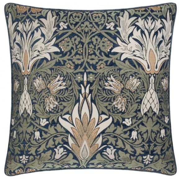The Original Morris & Co Snakeshead Cushion Indigo / Leaf