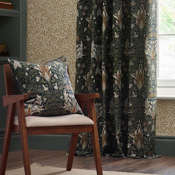 The Original Morris & Co Snakeshead Cushion Indigo / Leaf