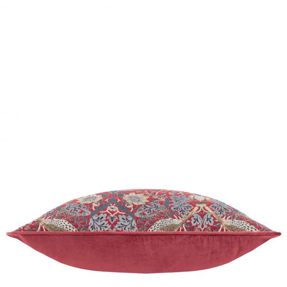 The Original Morris & Co Strawberry Thief Piped Jacquard Cushion Berry