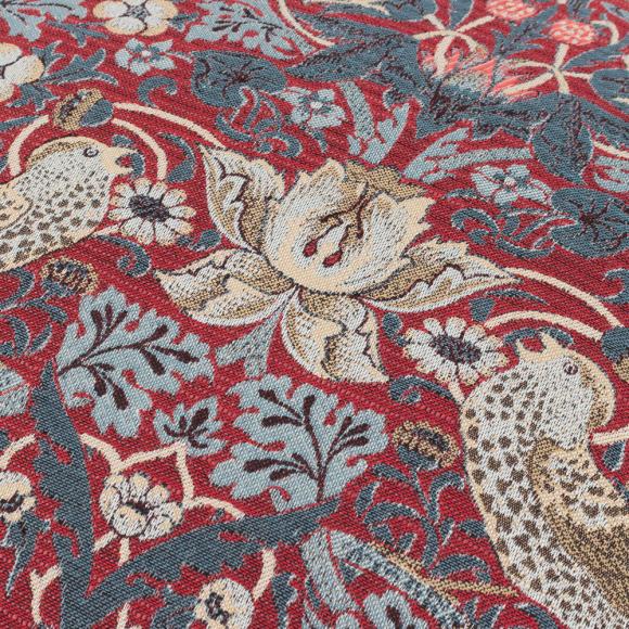 The Original Morris & Co Strawberry Thief Piped Jacquard Cushion Berry