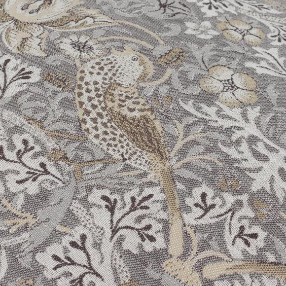 The Original Morris & Co Strawberry Thief Piped Jacquard Cushion Biscuit