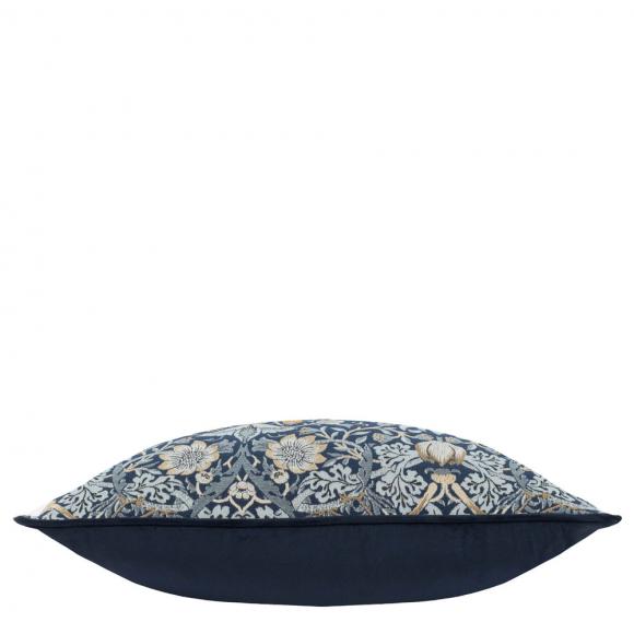 The Original Morris & Co Strawberry Thief Piped Jacquard Cushion Indigo