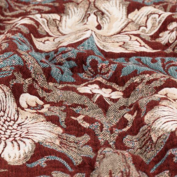 The Original Morris & Co Strawberry Thief Jacquard Throw Berry