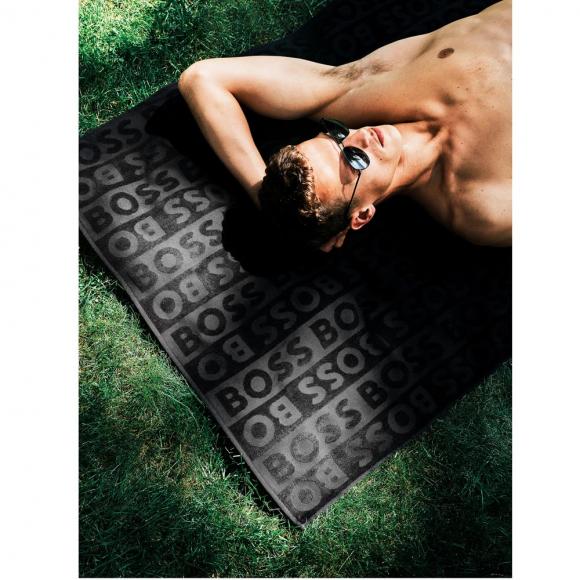 Boss Home Font Beach Towel Black