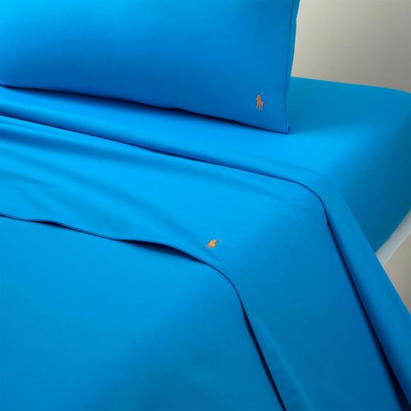 Ralph Lauren Home Polo Player II Flat Sheet Cove Blue