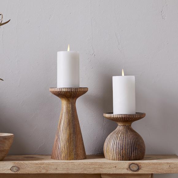 Nkuku Omari Mango Wood Candlestick - Natural