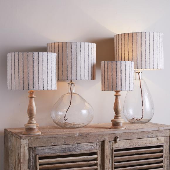 Nkuku Sanja Cotton Stripe Lampshade Off white & Grey